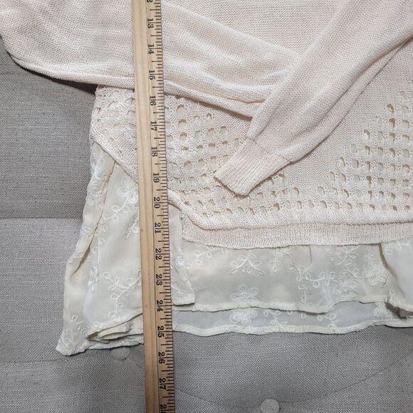 Anthropologie Sunday in Brooklyn Fiona Sweater Eyelet Layered Cream Womens small - Picture 13 of 13